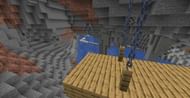 Hanging Mineshaft over a submerged cave (Image via Minecraft)
